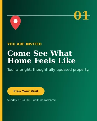 Editorial Open House Poster — editable black real estate template, instagram portrait
