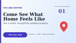 Editorial Open House Wide Ad — editable white real estate template, youtube thumbnail