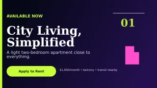 Editorial Rental Listing Wide Ad — editable black real estate template, youtube thumbnail