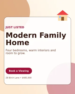 Glass New Listing Poster — editable white real estate template, instagram portrait
