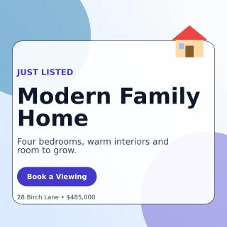 Glass New Listing Social Post — editable white real estate template, instagram post
