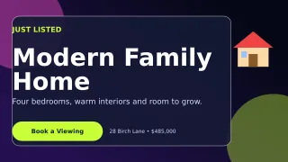Glass New Listing Wide Ad — editable black real estate template, youtube thumbnail