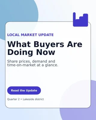 Glass Property Market Report Poster — editable white real estate template, instagram portrait