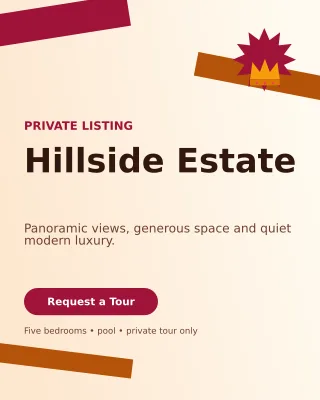 Kinetic Luxury Villa Poster — editable white real estate template, instagram portrait