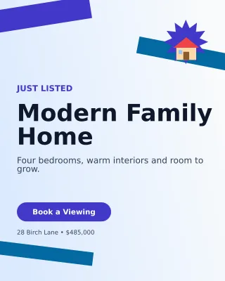 Kinetic New Listing Poster — editable white real estate template, instagram portrait