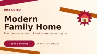 Kinetic New Listing Wide Ad — editable white real estate template, youtube thumbnail