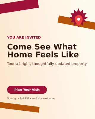 Kinetic Open House Poster — editable white real estate template, instagram portrait