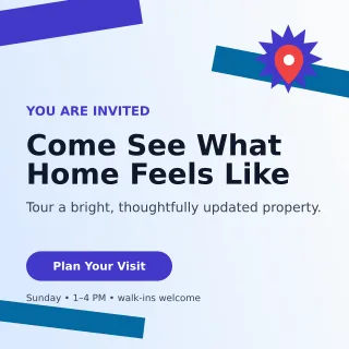 Kinetic Open House Social Post — editable white real estate template, instagram post