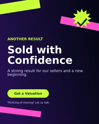 Kinetic Property Sold Poster — editable black real estate template, instagram portrait