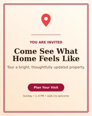 Luxe Open House Poster — editable white real estate template, instagram portrait