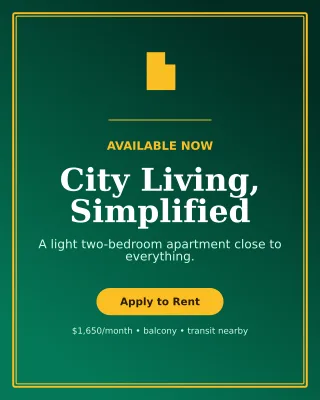 Luxe Rental Listing Poster — editable black real estate template, instagram portrait