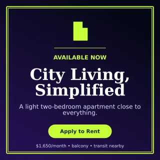 Luxe Rental Listing Social Post — editable black real estate template, instagram post
