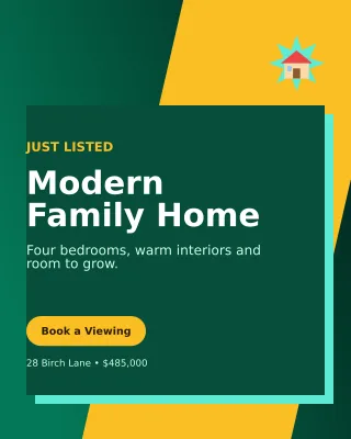 Neo New Listing Poster — editable black real estate template, instagram portrait