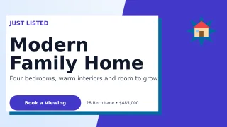 Neo New Listing Wide Ad — editable white real estate template, youtube thumbnail