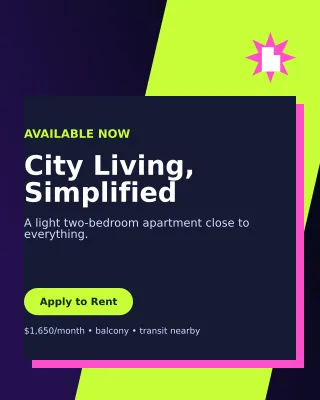 Neo Rental Listing Poster — editable black real estate template, instagram portrait