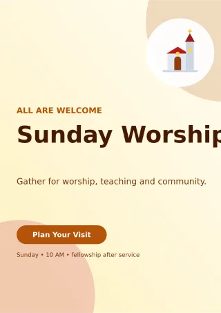Aurora Church Service Ceremony Poster — editable white religious event template, a4 print