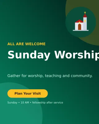 Aurora Church Service Invitation — editable black religious event template, instagram portrait