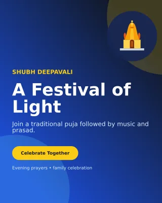 Aurora Diwali Puja Invitation — editable blue religious event template, instagram portrait