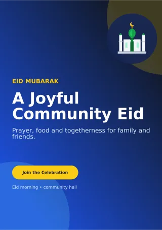 Aurora Eid Gathering Ceremony Poster — editable blue religious event template, a4 print