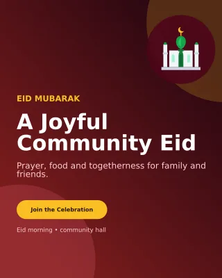 Aurora Eid Gathering Invitation — editable black religious event template, instagram portrait