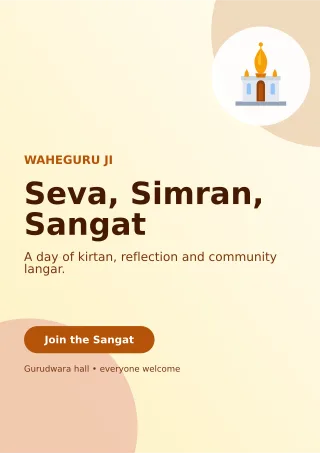 Aurora Gurpurab Langar Ceremony Poster — editable white religious event template, a4 print