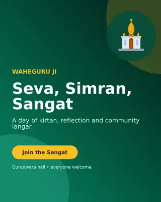 Aurora Gurpurab Langar Invitation — editable black religious event template, instagram portrait