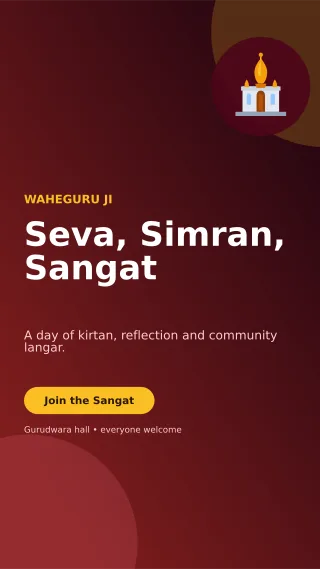 Aurora Gurpurab Langar Mobile Invite — editable black religious event template, story / reel