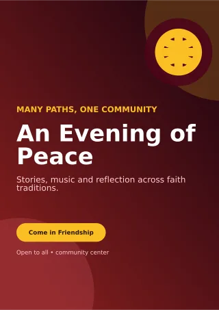 Aurora Interfaith Gathering Ceremony Poster — editable black religious event template, a4 print