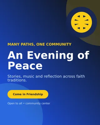 Aurora Interfaith Gathering Invitation — editable blue religious event template, instagram portrait