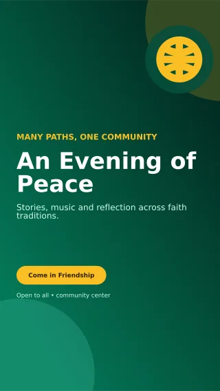 Aurora Interfaith Gathering Mobile Invite — editable black religious event template, story / reel