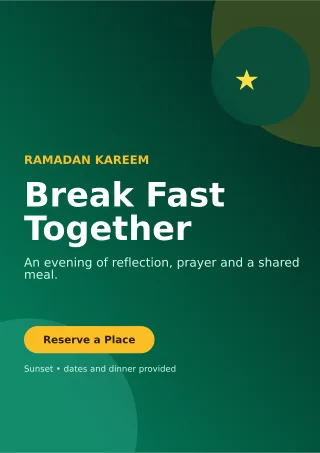 Aurora Ramadan Iftar Ceremony Poster — editable black religious event template, a4 print