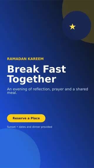 Aurora Ramadan Iftar Mobile Invite — editable blue religious event template, story / reel