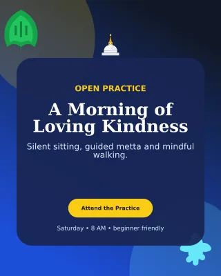 Botanical Buddhist Meditation Invitation — editable blue religious event template, instagram portrait