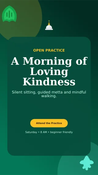Botanical Buddhist Meditation Mobile Invite — editable black religious event template, story / reel