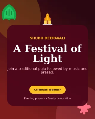 Botanical Diwali Puja Invitation — editable black religious event template, instagram portrait