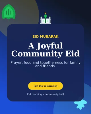 Botanical Eid Gathering Invitation — editable blue religious event template, instagram portrait