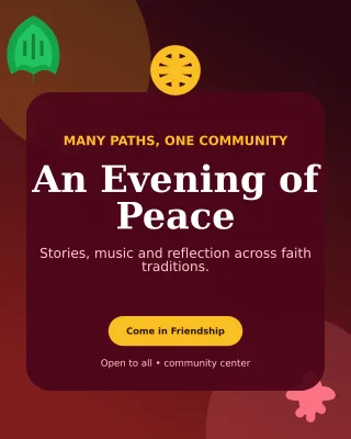 Botanical Interfaith Gathering Invitation — editable black religious event template, instagram portrait