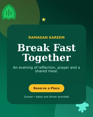 Botanical Ramadan Iftar Invitation — editable black religious event template, instagram portrait