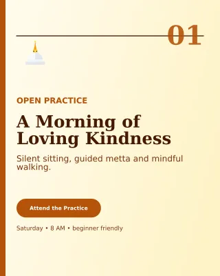 Editorial Buddhist Meditation Invitation — editable white religious event template, instagram portrait