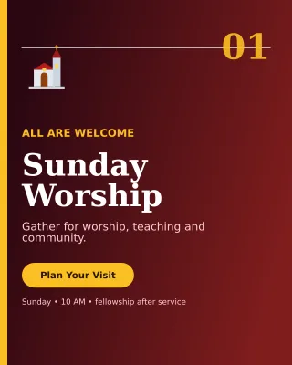 Editorial Church Service Invitation — editable black religious event template, instagram portrait