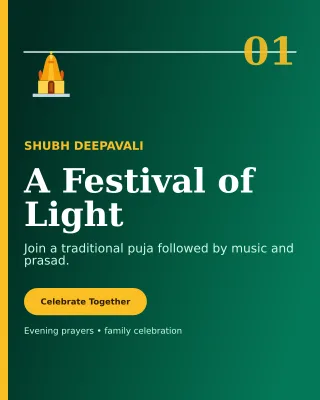 Editorial Diwali Puja Invitation — editable black religious event template, instagram portrait