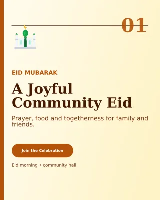 Editorial Eid Gathering Invitation — editable white religious event template, instagram portrait