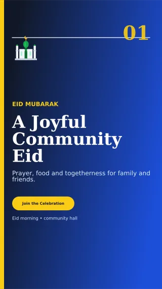Editorial Eid Gathering Mobile Invite — editable blue religious event template, story / reel