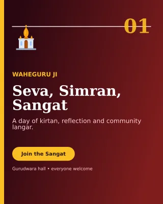 Editorial Gurpurab Langar Invitation — editable black religious event template, instagram portrait