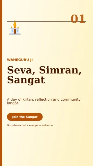 Editorial Gurpurab Langar Mobile Invite — editable white religious event template, story / reel