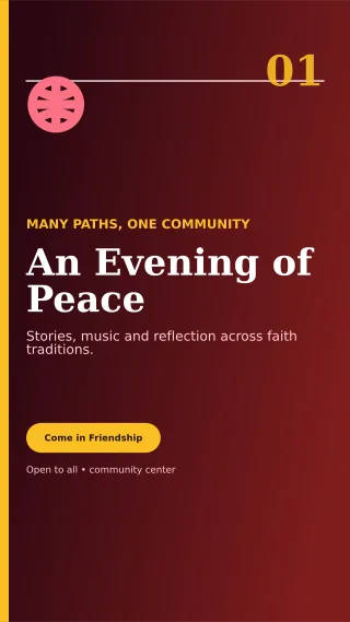 Editorial Interfaith Gathering Mobile Invite — editable black religious event template, story / reel