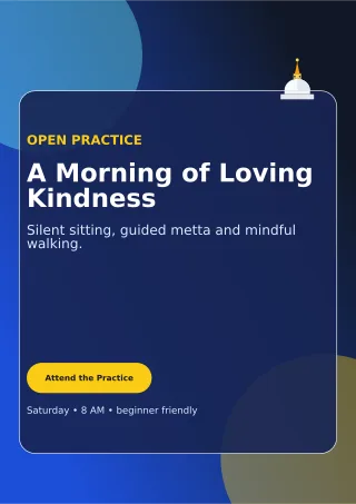 Glass Buddhist Meditation Ceremony Poster — editable blue religious event template, a4 print