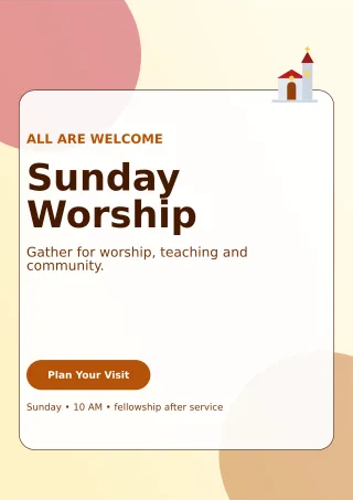 Glass Church Service Ceremony Poster — editable white religious event template, a4 print
