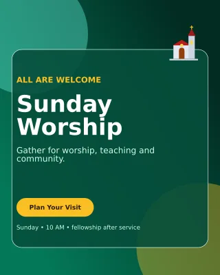 Glass Church Service Invitation — editable black religious event template, instagram portrait