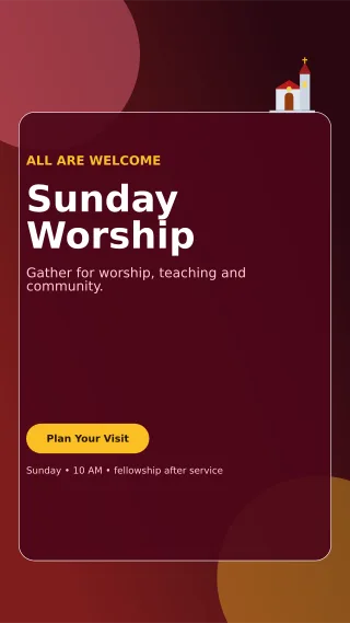 Glass Church Service Mobile Invite — editable black religious event template, story / reel